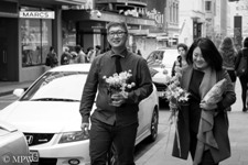 Auckland City street photo, Queent St, black and white